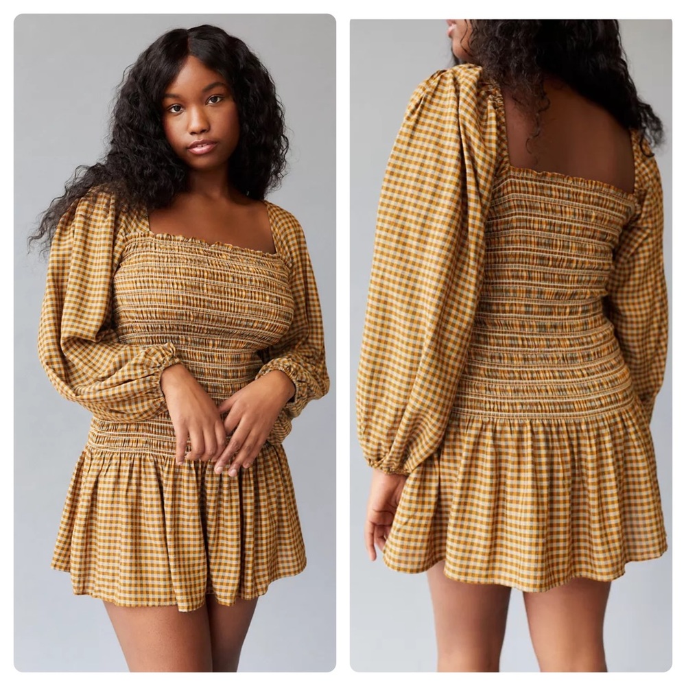NEW Urban Outfitters Francis Smocked Mini Dress XS